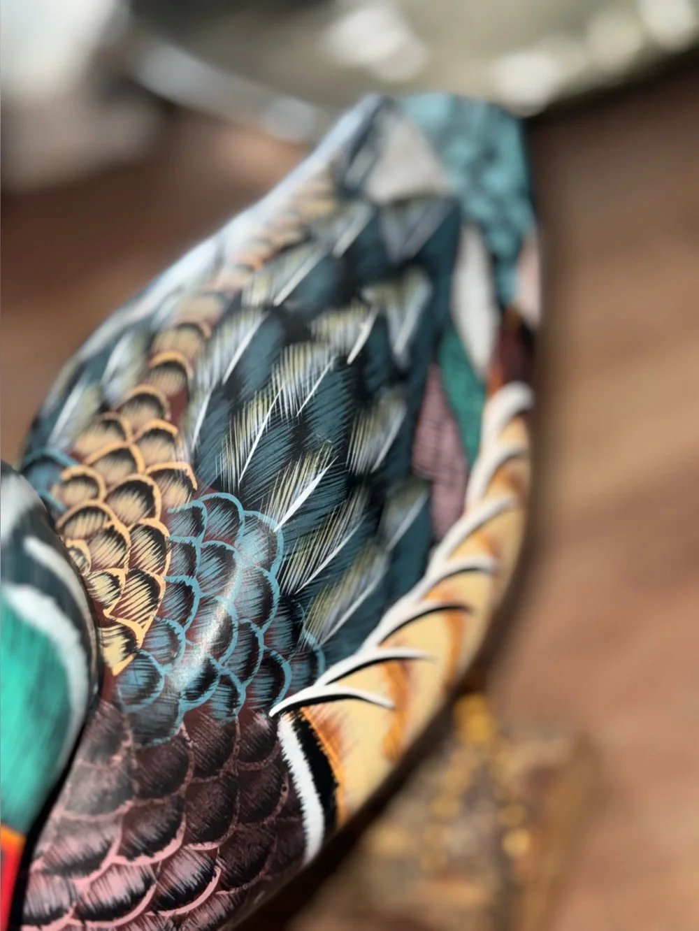 Vintage Hand-Painted Wooden Duck Figure